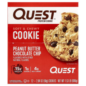 Quest Nutrition Cookie de Proteína Manteiga de Amendoim e Lascas de Chocolate 12 Cookies 58 g (204 oz) Cada
