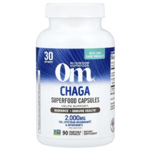 Om Mushrooms Chaga 90 Cápsulas Vegetais (666 mg por Cápsula)