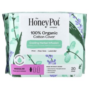 The Honey Pot Company Infusão de Ervas Refrescante e Orgânica Absorventes com Abas Regular 20 Unidades