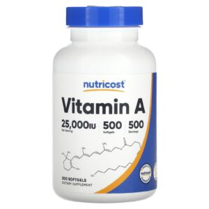 Nutricost Vitamina A 25.000 UI 500 Cápsulas Softgel