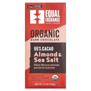 Equal Exchange Chocolate Amargo Orgânico Amêndoa e Sal Marinho 100 g (35 oz)