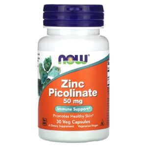 NOW Foods Picolinato de Zinco 50 mg 30 Cápsulas Vegetais