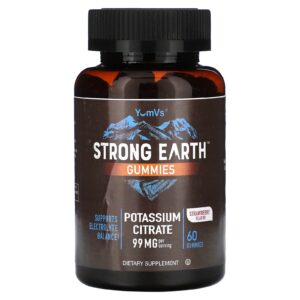 YumVs Gomas Strong Earth Citrato de Potássio Morango 60 Gomas (495 mg por Goma)