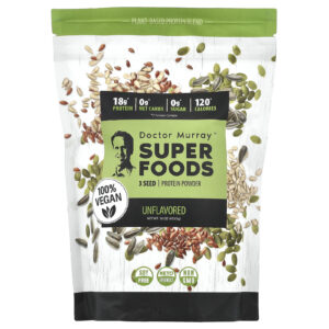 Dr. Murrays Super Foods Proteína em Pó de 3 Sementes Abóbora + Linhaça + Girassol Sem Sabor 4535 g (16 oz)