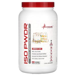Metabolic Nutrition ISOpwdr Isolado de Proteína Whey Bolo de Aniversário 690 g (152 lbs)