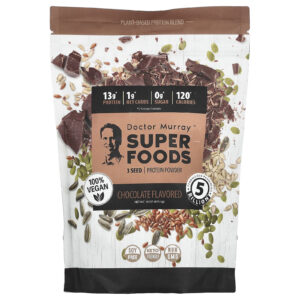 Dr. Murrays Super Foods Proteína em Pó de 3 Sementes Abóbora + Linhaça + Girassol Chocolate 4535 g (16 oz)