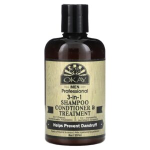Okay Pure Naturals Masculino Profissional Shampoo Condicionador e Tratamento 3 em 1 237 ml (8 oz)