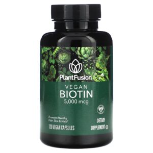 PlantFusion Biotina Vegana 5.000 mcg 120 Cápsulas Veganas