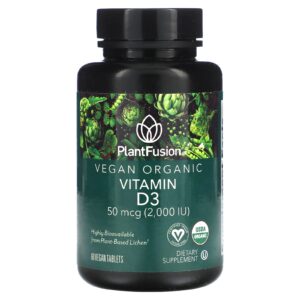 PlantFusion Vitamina D3 50 mcg (2.000 UI) 60 Comprimidos Veganos