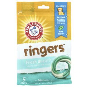 Arm & Hammer Ringers Tratamento Dental para Hálito Fresco para Cães Médio Menta 5 Unidades 175 g (62 oz)