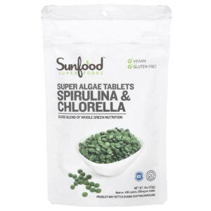Sunfood Comprimidos de Superalgas Espirulina e Clorela 250 mg Aprox. 456 Comprimidos