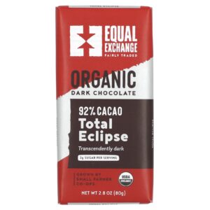 Equal Exchange Chocolate Amargo Orgânico Eclipse Total 92% Cacau 80 g (28 oz)