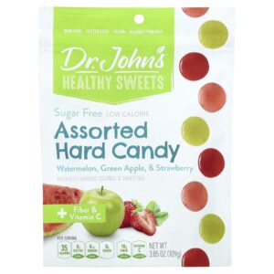 Dr. Johns Healthy Sweets Doces Duras Sortidas + Fibra e Vitamina C Melancia Maçã Verde e Morango 109 g (385 oz)