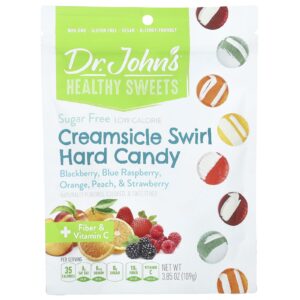Dr. Johns Healthy Sweets Doce Dura Creamsicle Swirl Amora Framboesa Azul Laranja Pêssego e Morango Sem Açúcar 109 g (385 oz)