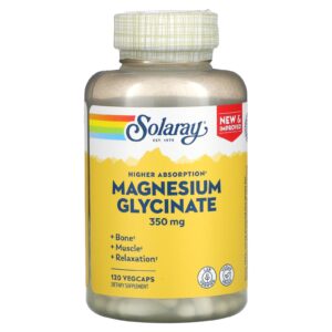 Solaray Glicinato de Magnésio de Alta Absorção 350 mg 120 VegCaps