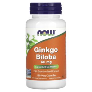 NOW Foods Ginkgo Biloba 60 mg 120 Cápsulas Vegetais