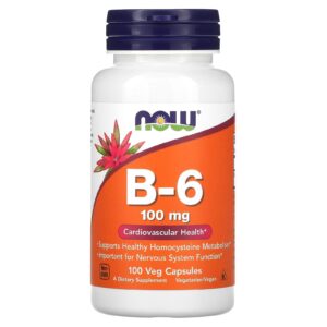 NOW Foods B-6 100 mg 100 Cápsulas Vegetais