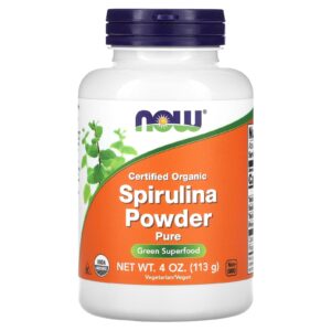 NOW Foods Espirulina em pó orgânica certificada Pura 113 g (4 oz)