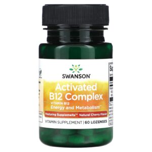 Swanson Complexo de B12 Ativada Cereja Natural 60 Pastilhas (2.000 mcg por Pastilha)