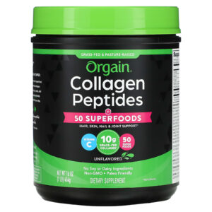 Orgain Peptídeos de Colágeno Mais 50 Superalimentos Sem Sabor 454 g (1 lb)