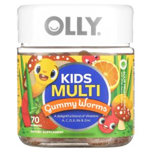 OLLY Multivitamínico para Crianças Minhocas de Goma Ponche de Frutas Azedas 70 Gomas