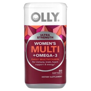 OLLY Multivitamínico + Ômega-3 para Mulheres Multivitamínico Diário Ultraforte 60 Cápsulas Softgel