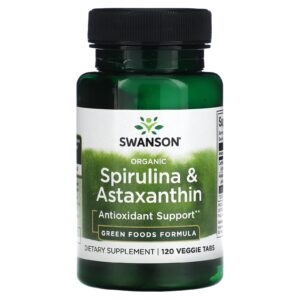 Swanson Espirulina e astaxantina Orgânicas 120 Pastilhas Vegetais