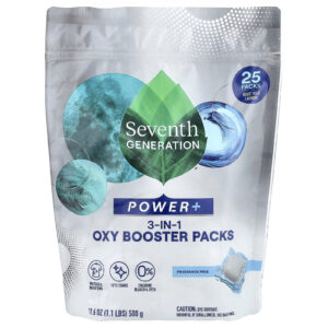 Seventh Generation Power+ Oxy Booster 3 em 1 Sem Perfume 25 Pacotes 500 g (11 lb)