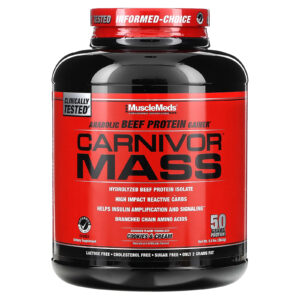 MuscleMeds Massa de Carnívoro Ganhador de Proteína de Bovino Anabólico Biscoitos e Creme 2.632 g (58 lbs)