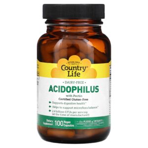 Country Life Acidophilus com Pectina 100 Cápsulas Veganas