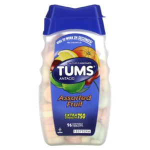 Tums Antiácido Frutas Sortidas 96 Comprimidos Mastigáveis (750 mg por Comprimido)