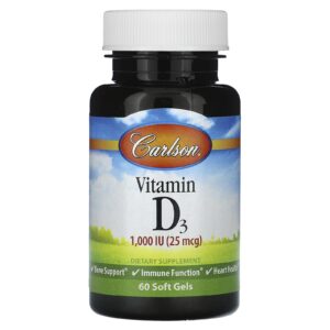 Carlson Vitamina D3 25 mcg (1.000 UI) 60 Cápsulas Softgel