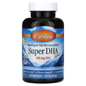 Carlson Gemas Super DHA 500 mg de DHA 60 Cápsulas Softgel