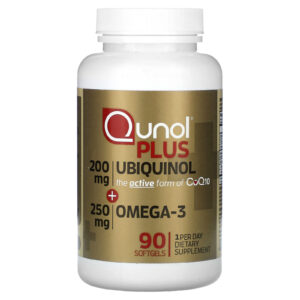 Qunol Mais Ubiquinol + Ômega-3 200 mg + 250 mg 90 Cápsulas Softgel