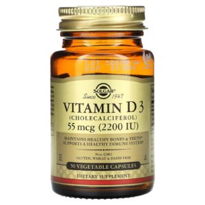 Solgar Vitamina D3 55 mcg (2.200 UI) 50 Cápsulas Vegetais