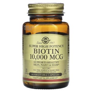 Solgar Biotina de Super Alta Potência 10.000 mcg 60 Cápsulas Vegetais