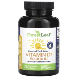 Forest Leaf Vitamina D3 1.250 mcg (50.000 UI) 240 Cápsulas Vegetais