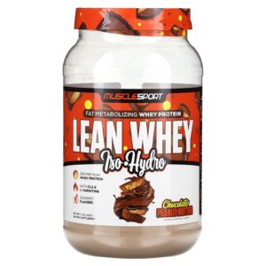 MuscleSport Lean Whey Iso-Hydro Manteiga de Amendoim com Chocolate 908 g (2 lbs)