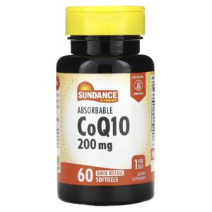 Sundance Vitamins CoQ10 Absorvível 200 mg 60 Cápsulas Softgel de Liberação Rápida