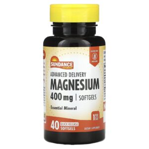 Sundance Vitamins Magnésio Entrega Avançada 400 mg 40 Cápsulas Softgel de Liberação Rápida