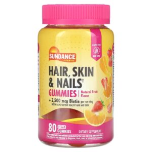 Sundance Vitamins Gomas para Cabelos Pele e Unhas Frutas Naturais 80 Gomas Veganas