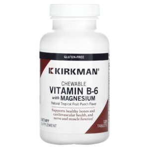 Kirkman Labs Vitamina B-6 mastigável com Magnésio Ponche Natural de Frutas Tropicais 120 Comprimidos