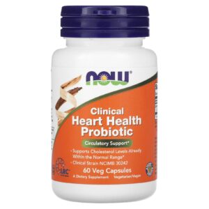 NOW Foods Probiótico Clinical Heart Health 60 Cápsulas Vegetais (117 mg por Cápsula)