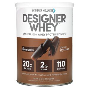 Designer Wellness Designer Whey Proteína Whey Natural 100% em Pó Chocolate Gourmet 340 g (12 oz)
