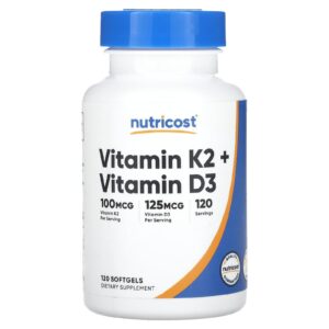 Nutricost Vitamina K2 + Vitamina D3 120 Cápsulas Softgel