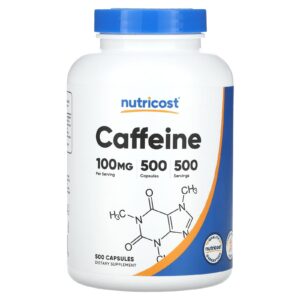 Nutricost Cafeína 100 mg 500 Cápsulas