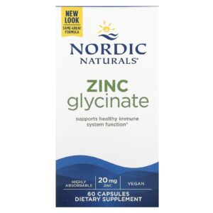 Nordic Naturals Glicinato de Zinco 20 mg 60 Cápsulas