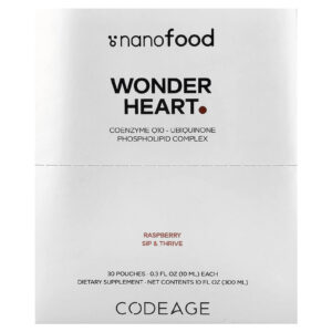 Codeage Nanofood Wonder Heart Framboesa 30 Sachês 10 ml (03 fl oz) Cada