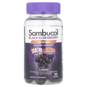 Sambucol Gomas de Sabugueiro Preto para Crianças + Vitamina C + Zinco A Partir de 2 Anos de Idade 30 Gomas