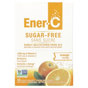 Ener-C Mistura Multivitamínica Borbulhante Sem Açúcar Laranja 1.000 mg 30 Embalagens 535 g (02 oz) Cada